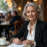 Actrice française élégante dans un café parisien
